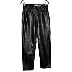 Abercrombie & Fitch Black Vegan Faux Leather Ankle Straight Leg Pants Size 29/8L